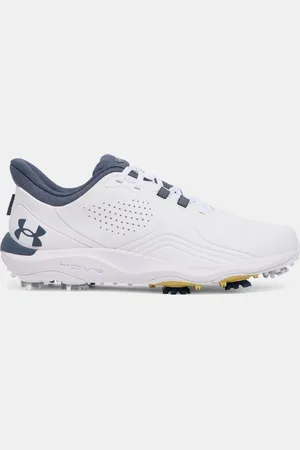 Under Armour Drive Pro Golfschuhe für breite Füße für Herren / Metallisch Gold / Downpour Grau 44