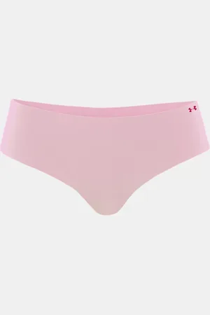 Under Armour Pure Stretch No Show Hipster im 3er-Pack für Damen Shaded Fuchsia / Prime / Weiß L