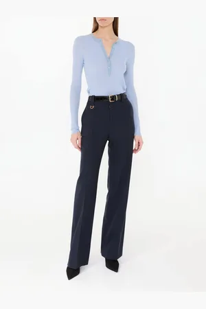 Chloé Feinstrick Langarmshirt aus Wolle Hellblau