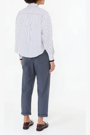 Brunello Cucinelli Gestreifte Baumwollbluse /Blau