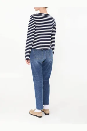 Sporty & Rich Gestreiftes Langarmshirt Marineblau/