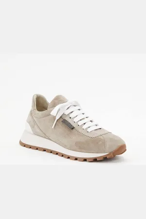 Brunello Cucinelli Sneaker mit Monili-Perlen Greige