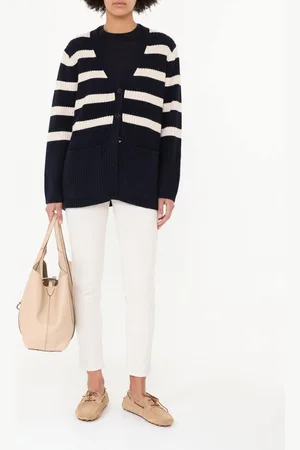 Allude Baumwoll-Cashmere-Strickjacke Marineblau