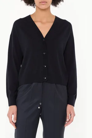 Allude Woll-Strickjacke in Marineblau