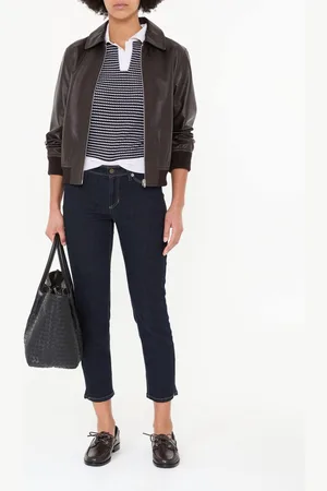Allude Gestreifter Kurzarmpullover in /Crème