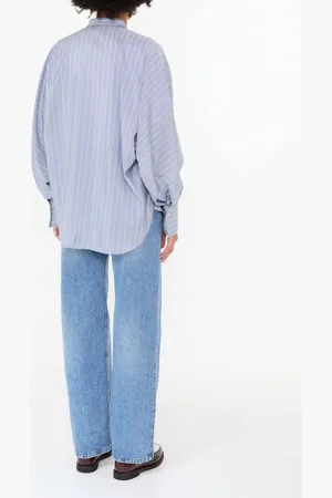 Brunello Cucinelli Gestreifte Seidenbluse /Weiß