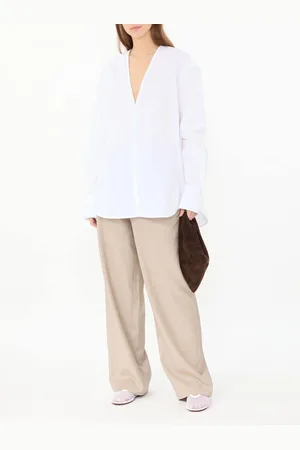 Totême Baumwollbluse mit V-Ausschnitt