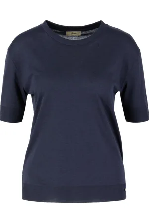 HERNO Kurzarm Shirt Marineblau