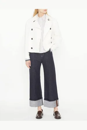 Brunello Cucinelli Gestreifte Baumwollbluse /Beige