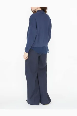 Brunello Cucinelli Layered-Strickjacke Marineblau