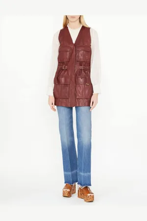 Chloé Utility-Weste aus Leder Bordeaux