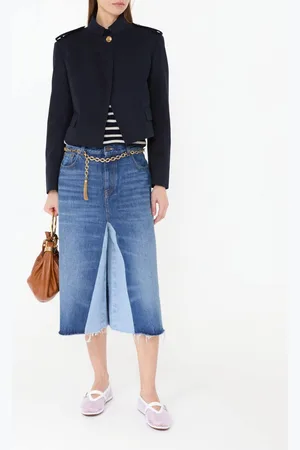 Chloé Shorts aus Denim-Patchwork Mittelblau