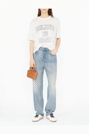 Golden Goose Straight-Leg-Jeans mit Allover-Ösen Hellblau