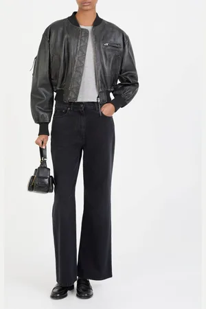 Acne Studios Cropped Bomberjacke aus Leder