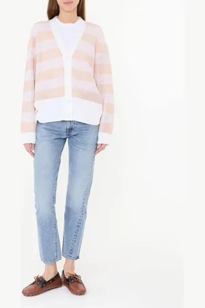 Fabiana Filippi Gestreifte Wollstrickjacke /Weiß