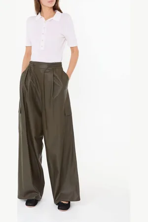 YVES SALOMON Weite Lederhose Khaki