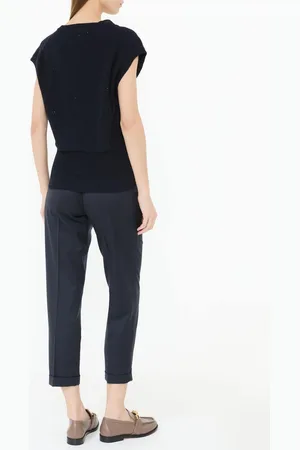 Fabiana Filippi Pullunder mit Pailletten Marineblau