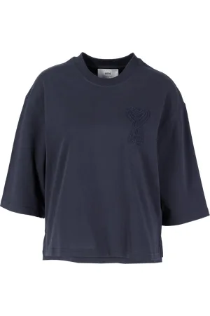 Ami T-Shirt mit Logo-Stickerei Marineblau