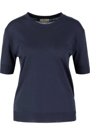 HERNO Kurzarm Shirt Marineblau