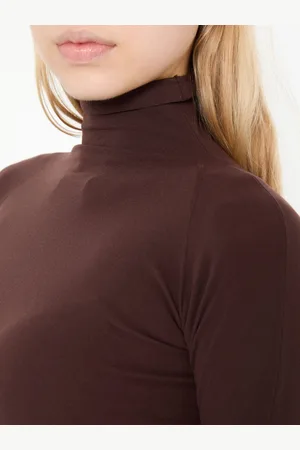 Alaïa Cropped Langarmshirt Dunkelbraun