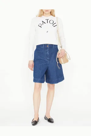 Patou Bermuda mit Bundfalten Marineblau