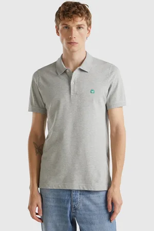 Benetton Slim Fit Poloshirt In Grau Mélange