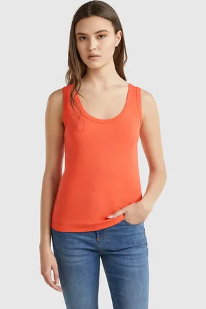 Benetton Korallenfarbenes Tanktop Aus Reiner Baumwolle