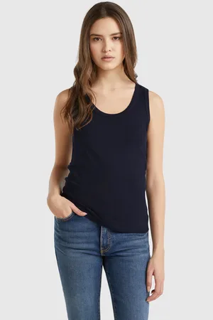Benetton Mitternachtsblaues Tanktop Aus Reiner Baumwolle