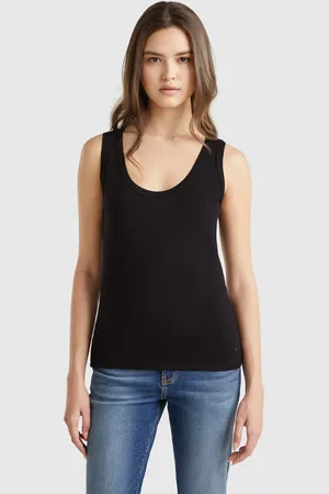 Benetton Schwarzes Tanktop Aus Reiner Baumwolle