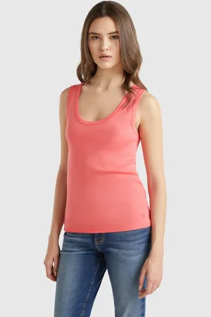 Benetton Fuchsiafarbenes Tanktop Aus Reiner Baumwolle