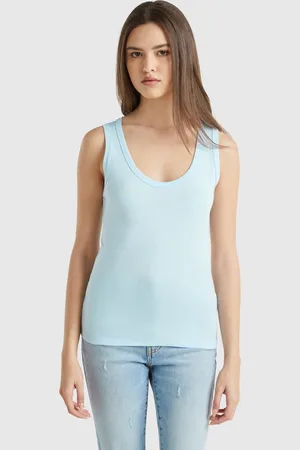 Benetton Hellblaues Tanktop Aus Reiner Baumwolle