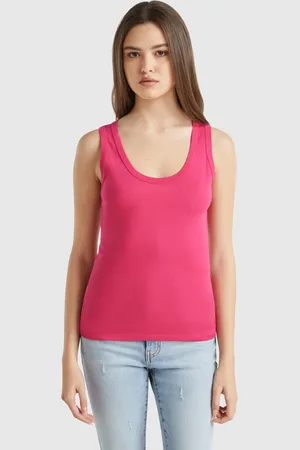Benetton Magentafarbenes Tanktop Aus Reiner Baumwolle
