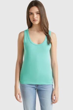 Benetton Aquagrünes Tanktop Aus Reiner Baumwolle