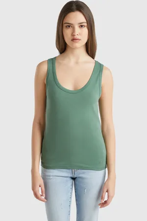 Benetton Waldgrünes Tanktop Aus Reiner Baumwolle
