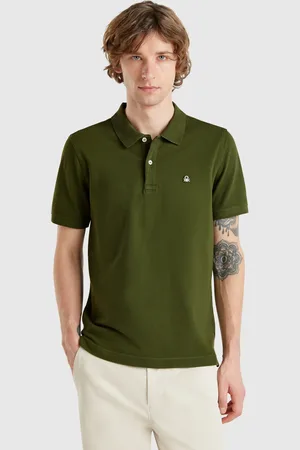 Benetton Slim Fit Poloshirt In Olivgrün