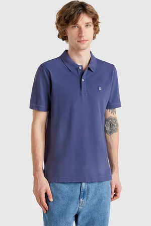 Benetton Polo Slim Fit In Blau
