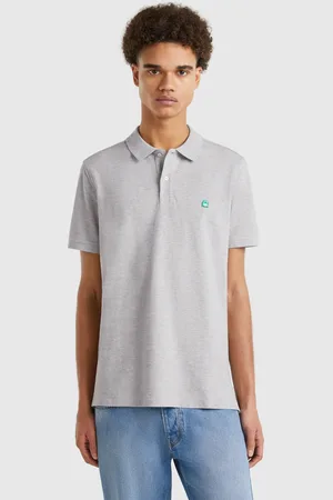 Benetton Polo Regular Fit In Grau Melange