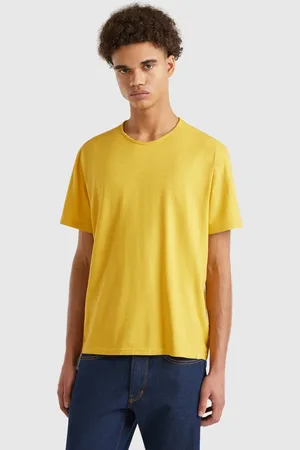 Benetton T-shirt In Senfgelb Aus Geflammter Baumwolle
