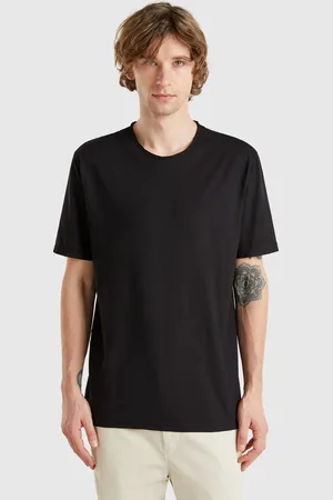 Benetton T-shirt In Schwarz Aus Geflammter Baumwolle