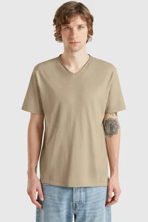 Benetton T-shirt Aus 100 % Baumwolle Mit V-ausschnitt