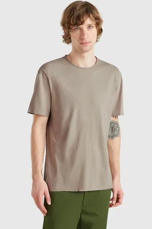 Benetton T-shirt In Salbeigrün Aus Geflammter Baumwolle