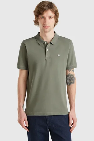 Benetton Slim Fit Poloshirt In Salbeigrün