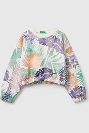 Benetton Sweatshirt Mit Tropischem Aufdruck