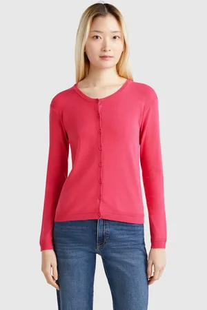 Benetton Cardigan Mit Rundem Ausschnitt Aus Reiner Baumwolle