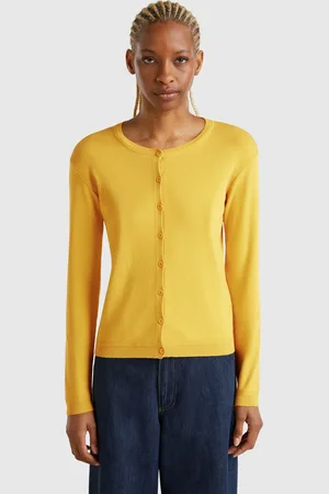 Benetton Cardigan Mit Rundem Ausschnitt Aus Reiner Baumwolle
