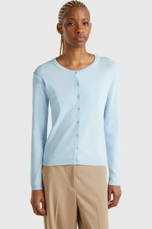 Benetton Cardigan Mit Rundem Ausschnitt Aus Reiner Baumwolle