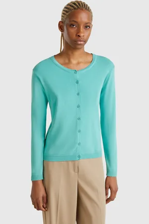 Benetton Cardigan Mit Rundem Ausschnitt Aus Reiner Baumwolle