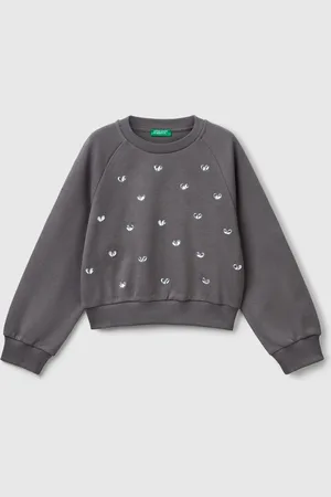 Benetton Sweatshirt Mit Herz-strasssteinen