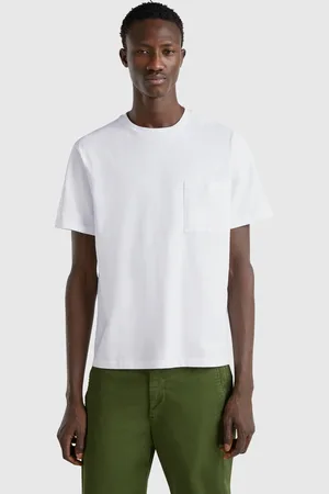 Benetton Weißes T-shirt Aus Bio-baumwolle Mit Täschchen