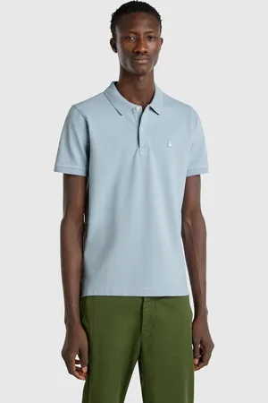 Benetton Slim Fit Poloshirt In Graublau